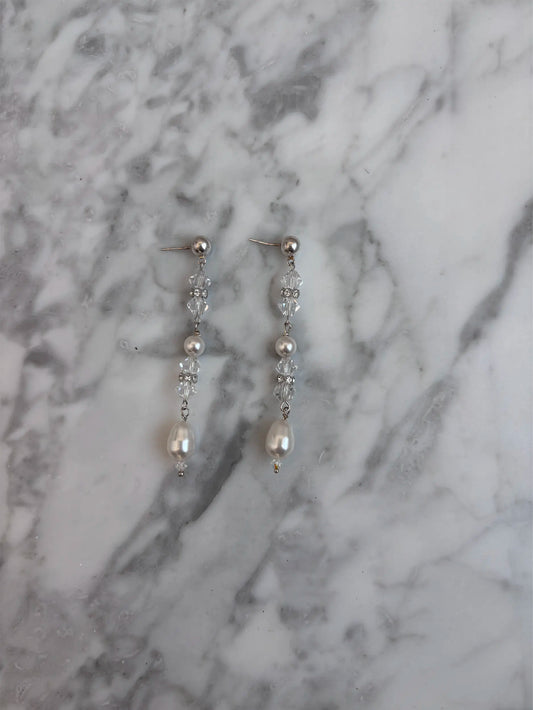 Pearl and Crystal Drop Earrings