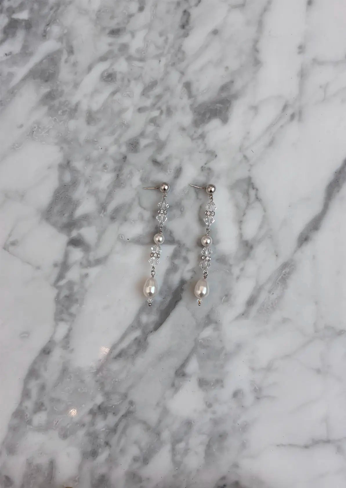 Pearl and Crystal Drop Earrings