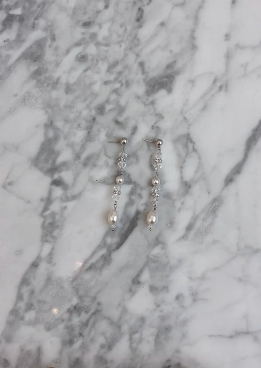 Pearl and Crystal Drop Earrings