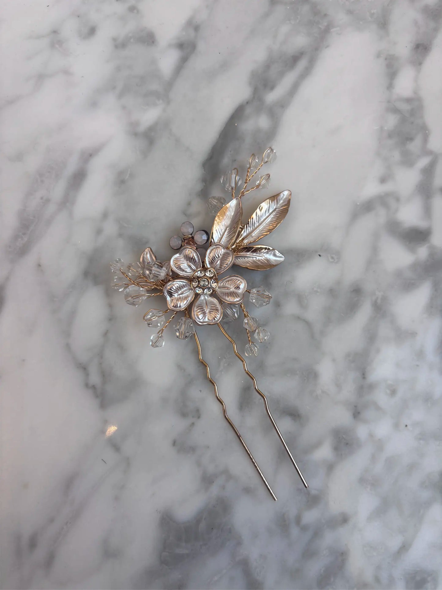 Blush Gold Flower Hair Pin