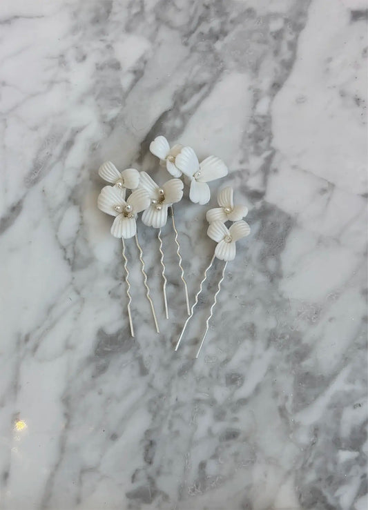 Clay Flower Hair Pin Set