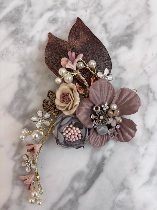 Mocha Floral Hair Clip