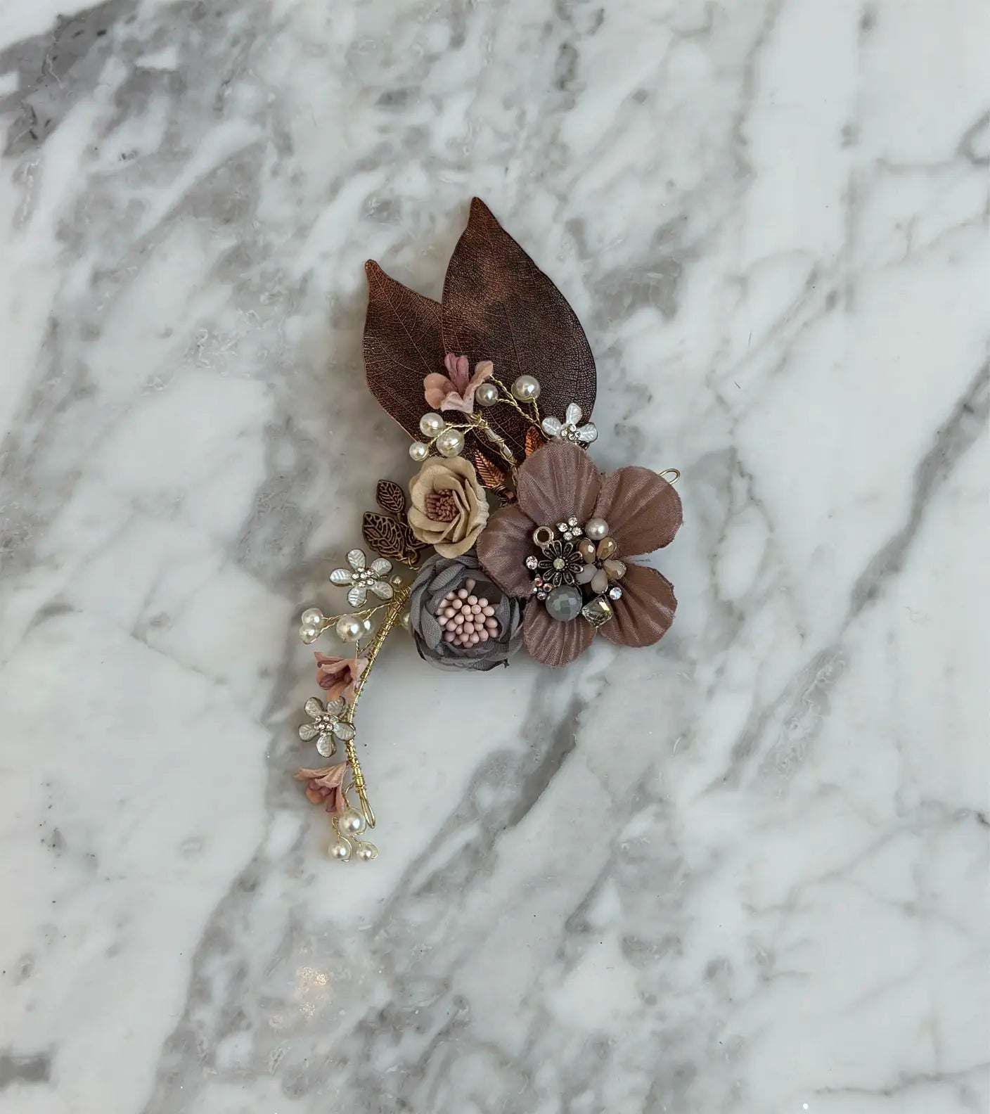 Mocha Floral Hair Clip