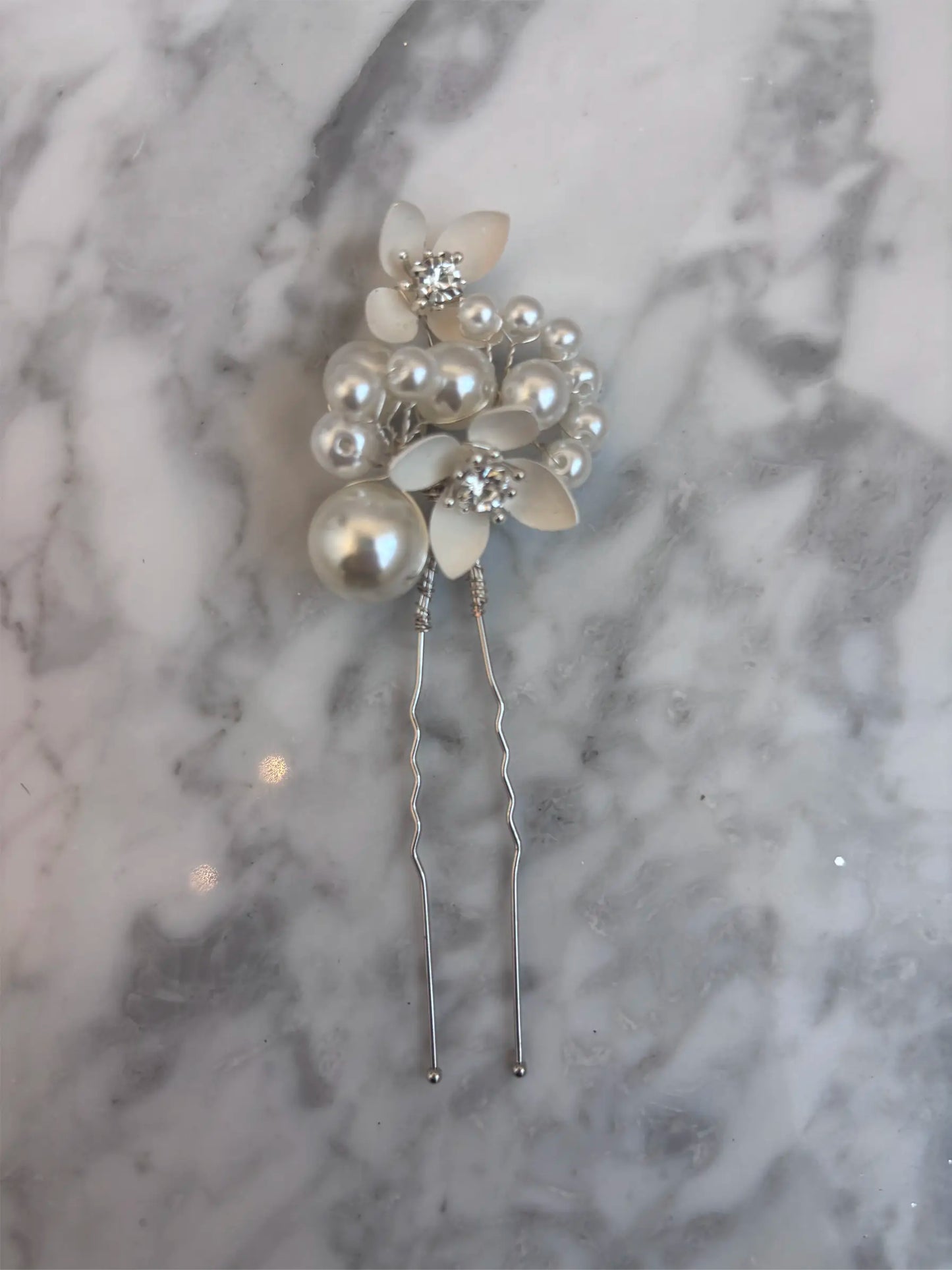 Pearl and Flower Hair Pin