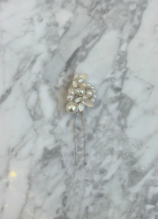 Pearl and Flower Hair Pin